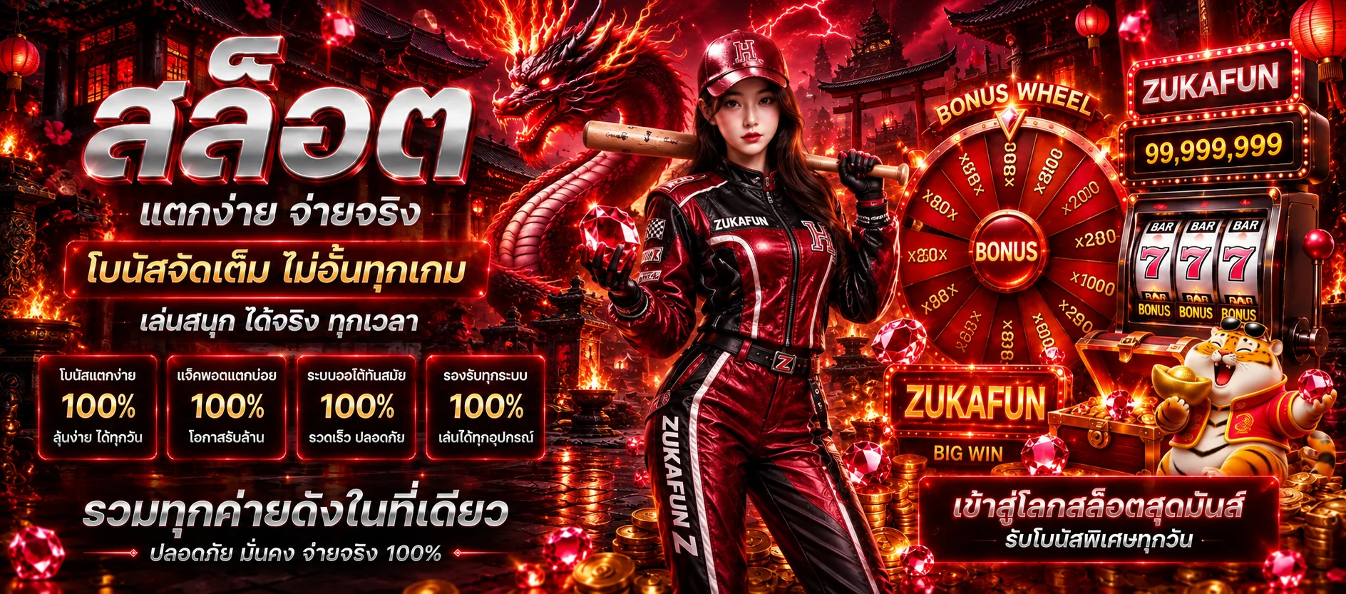 ZUKAFUN สล็อตพร้อมตัวละคร Fortune Tiger
